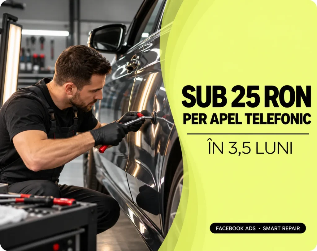 KPI Sub 25 RON per Apel Telefonic Atins în 3,5 Luni: Facebook Ads cu Obiectiv de Apeluri pentru un Service Smart Repair din Iași