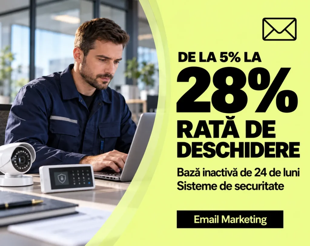 De la 5% la 28% Rată de Deschidere pe o Bază de Contacte Inactivă de 24 de Luni: Email Marketing pentru o Companie de Sisteme de Securitate